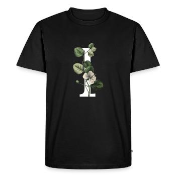 lettre i botanique vert - T-shirt Premium bio Homme - noir - Devant - Nico (187cm)