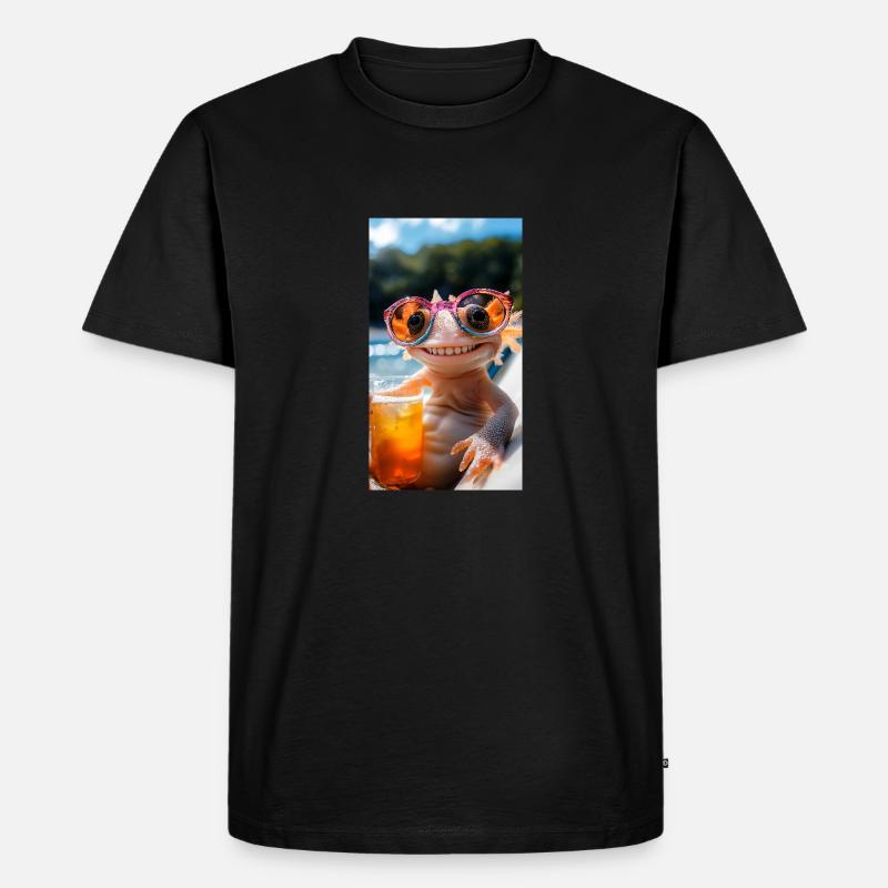 Axolotl Beach Vibes - Männer Premium Bio T-Shirt - Schwarz