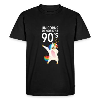Unicorns Are Born In The 90s - Männer Premium Bio T-Shirt - Schwarz - Vorne - Nico (187cm)