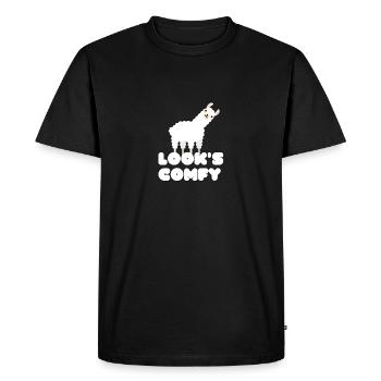 Lama doux | Looks design confortable | Cadeau sucré - T-shirt Premium bio Homme - noir - Devant - Nico (187cm)