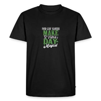 Four-Leaf Clovers Make St Patrick's Day Magical - Men's Premium Organic T-Shirt - black - Front - Nico (187cm)