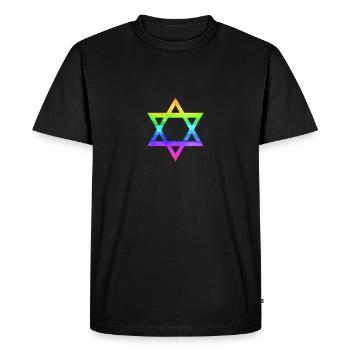 Star of David rainbow - Men's Premium Organic T-Shirt - black - Front - Nico (187cm)