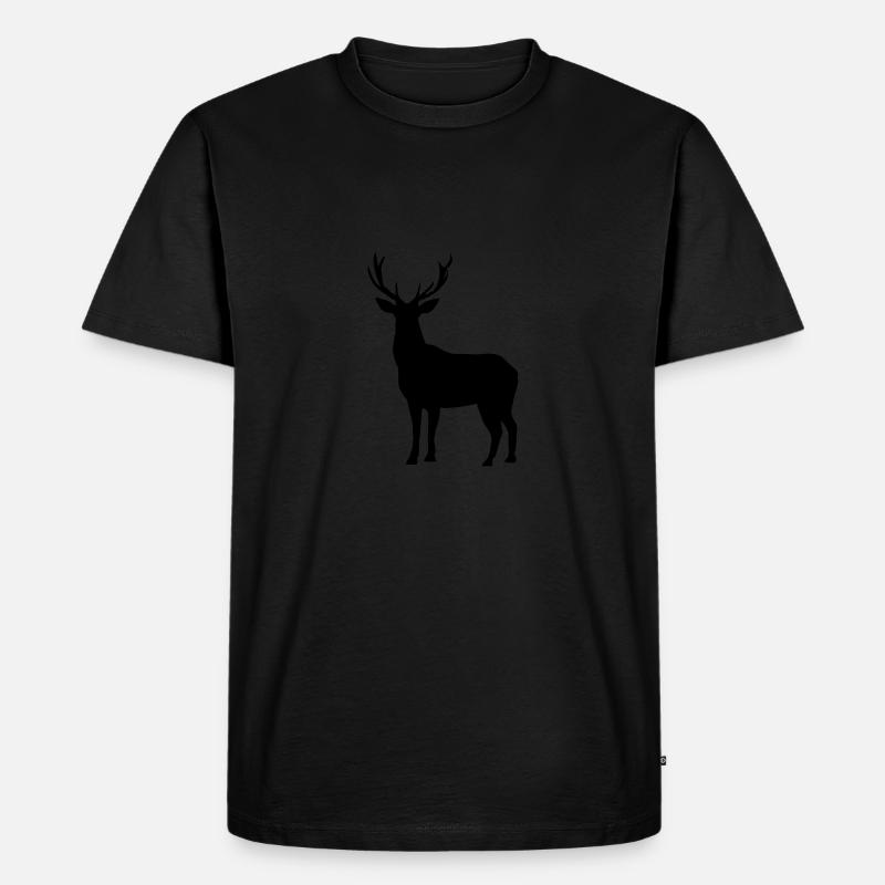 Hirsch - Männer Premium Bio T-Shirt - Schwarz