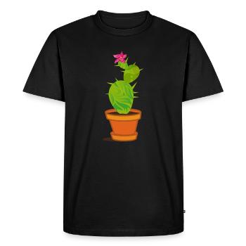 Un cactus avec une fleur - T-shirt Premium bio Homme - noir - Devant - Nico (187cm)