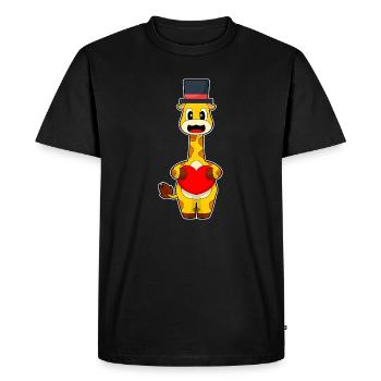 Girafe Marié Coeur Mariage - T-shirt Premium bio Homme - noir - Devant - Nico (187cm)