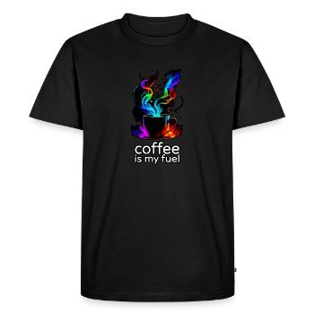 Le café est mon carburant - T-shirt Premium bio Homme - noir - Devant - Nico (187cm)