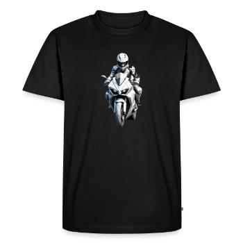 Autocollant motard - Motorbike Design - T-shirt Premium bio Homme - noir - Devant - Nico (187cm)