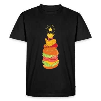 Fast Food Arbre de Noël drôle de Noël - T-shirt Premium bio Homme - noir - Devant - Nico (187cm)