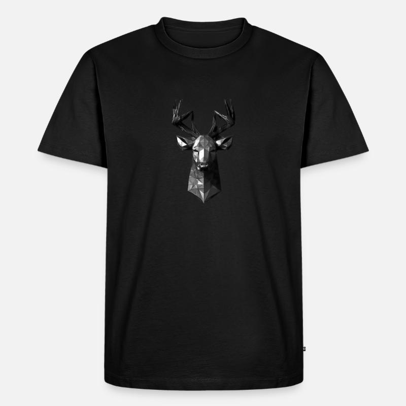 Polygon Design Hirsch Tierkopf - Männer Premium Bio T-Shirt - Schwarz