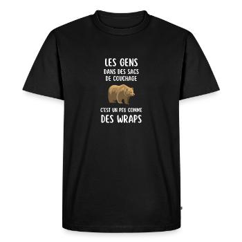 les gens dans des sacs de couchage - T-shirt Premium bio Homme - noir - Devant - Nico (187cm)