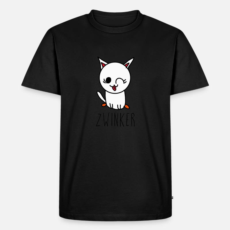 Zwinker Katze - Männer Premium Bio T-Shirt - Schwarz
