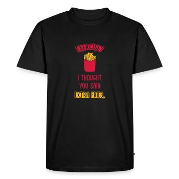 Exercise Extra Fries Quote - Men's Premium Organic T-Shirt - black - Front - Nico (187cm)