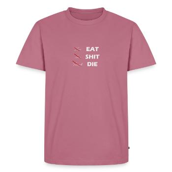 Vivre Rire Amour Manger Merde Le Sarcasme Drôle - T-shirt Premium bio Homme - mauve - Devant - Nico (187cm)