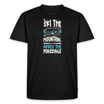 Ski the mountain, après the massage - Men's Premium Organic T-Shirt - black - Front - Nico (187cm)