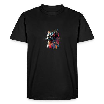 Gaze colorée pour chat American Shorthair - T-shirt Premium bio Homme - noir - Devant - Nico (187cm)