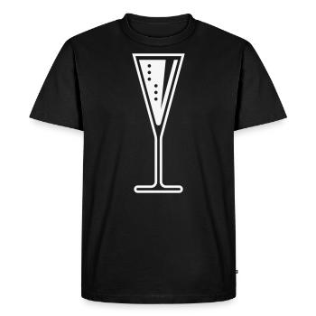 Glass Of Sparkling Wine (Funnel / Closed / White) - Men's Premium Organic T-Shirt - black - Front - Nico (187cm)