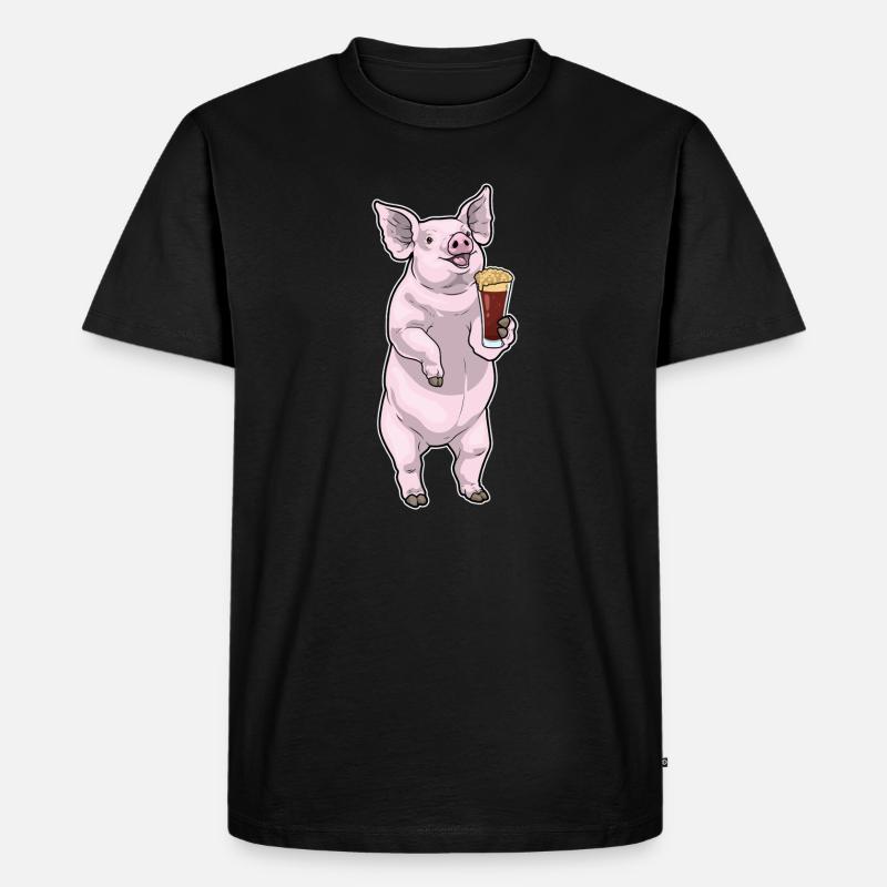 Schwein Bier - Männer Premium Bio T-Shirt - Schwarz