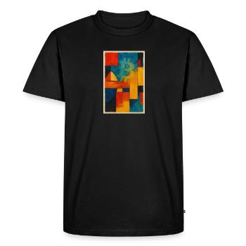 Bitcoin Meets Abstract Art - Men's Premium Organic T-Shirt - black - Front - Nico (187cm)