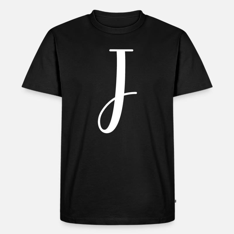 Kalligraphie, Initiale J - Männer Premium Bio T-Shirt - Schwarz