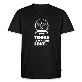 J’adore le tennis - T-shirt Premium bio Homme - noir - Devant - Nico (187cm)