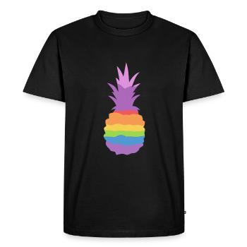 Pineapple Rainbow - Men's Premium Organic T-Shirt - black - Front - Nico (187cm)