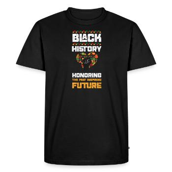 L’histoire des Noirs honore le passé... - T-shirt Premium bio Homme - noir - Devant - Nico (187cm)