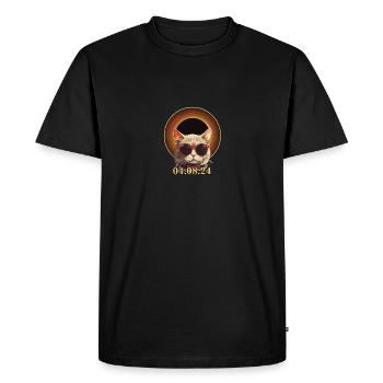 Total Solar Eclipse 2024 Cool Cat Lunar Path Of - Men's Premium Organic T-Shirt - black - Front - Nico (187cm)