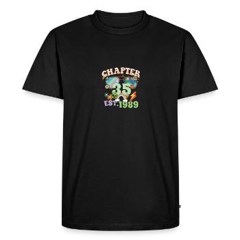 Tournant 35 35e anniversaire rétro thème signe de paix - T-shirt Premium bio Homme - noir - Devant - Nico (187cm)
