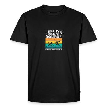 Funny Fencing Athlete Coach Combat Sports Sword - Men's Premium Organic T-Shirt - black - Front - Nico (187cm)