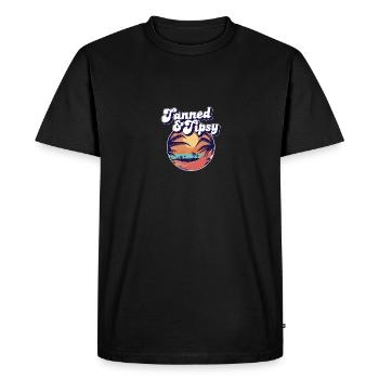 Tanned And Tipsy Tropical Summer Vibes Travel - Men's Premium Organic T-Shirt - black - Front - Nico (187cm)