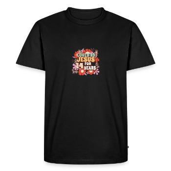 Aimé par Jésus depuis 14 ans 14e anniversaire - T-shirt Premium bio Homme - noir - Devant - Nico (187cm)