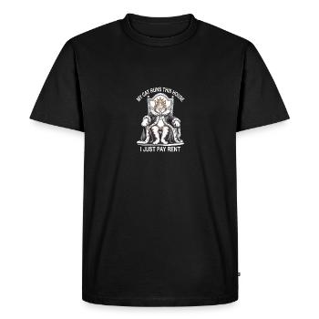 Mon chat dirige cette maison, je ne paie que le loyer - T-shirt Premium bio Homme - noir - Devant - Nico (187cm)
