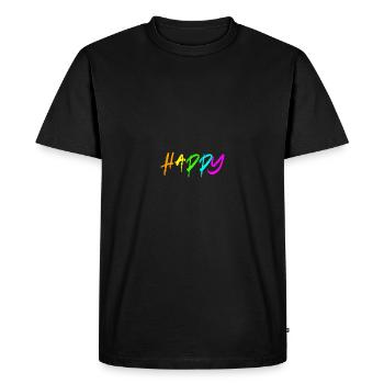 Happy - Men's Premium Organic T-Shirt - black - Front - Nico (187cm)