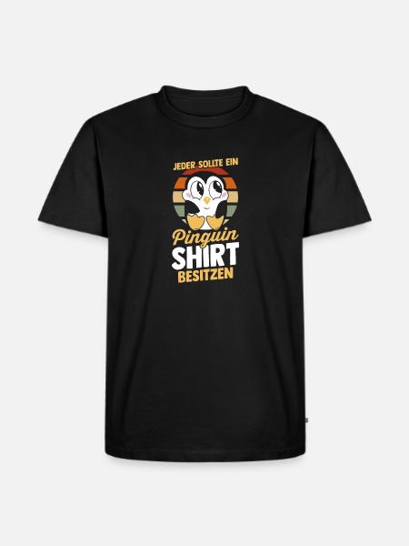 Pinguin - Männer Premium Bio T-Shirt - Schwarz
