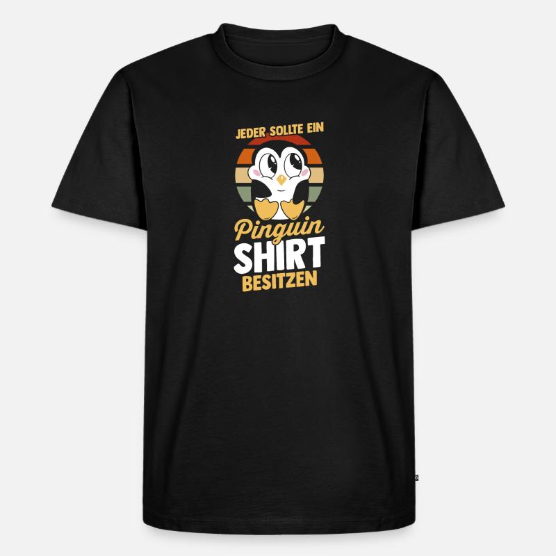 Pinguin - Männer Premium Bio T-Shirt - Schwarz