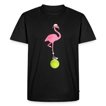 Tennis Flamingo - Männer Premium Bio T-Shirt - Schwarz - Vorne - Nico (187cm)