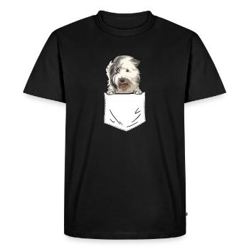 Vieux chien de berger anglais Sheepie Bobtail - T-shirt Premium bio Homme - noir - Devant - Nico (187cm)