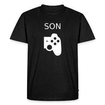 Gamer père fils contrôleur de jeu - T-shirt Premium bio Homme - noir - Devant - Nico (187cm)