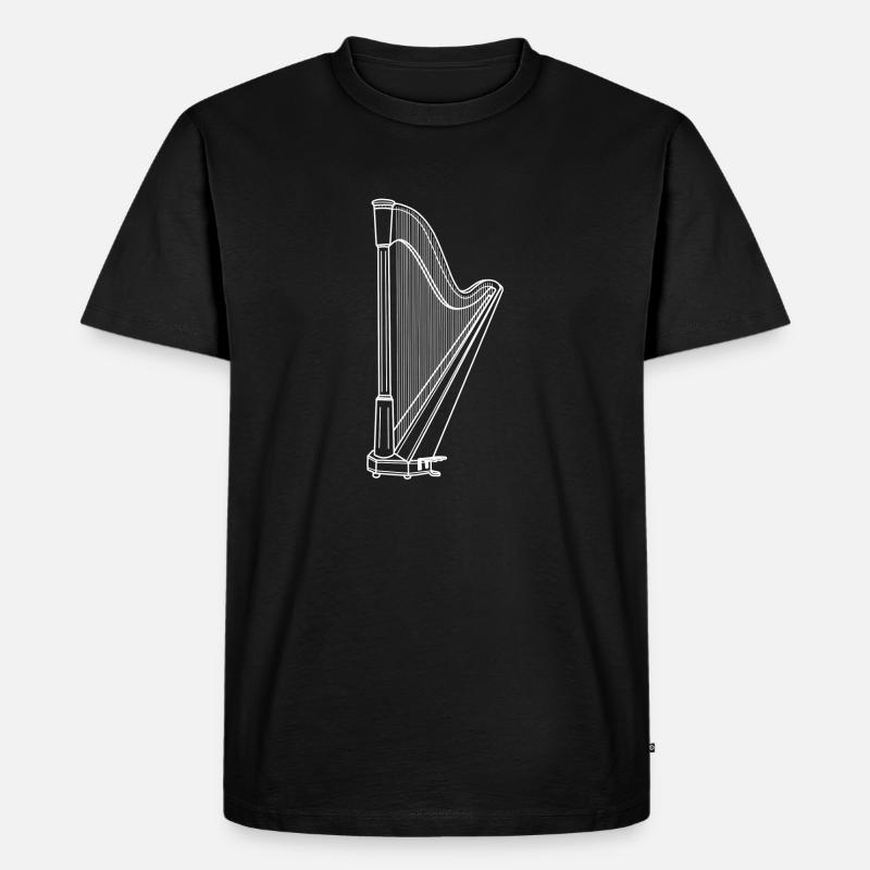 Harfe - Männer Premium Bio T-Shirt - Schwarz