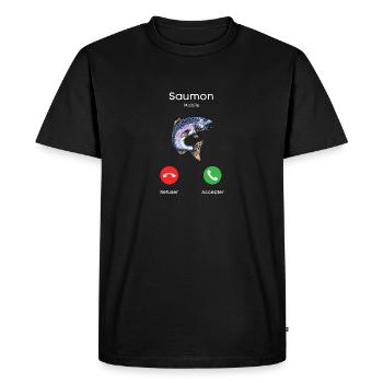 appel de saumon - T-shirt Premium bio Homme - noir - Devant - Nico (187cm)