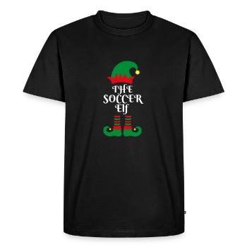 L’ELFE DU FOOTBALL Père Noël petit assistant cadeau de Noël - T-shirt Premium bio Homme - noir - Devant - Nico (187cm)