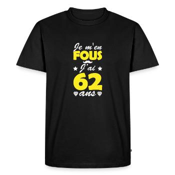 j ai 62 ans / cadeau anniversaire 62 ans - T-shirt Premium bio Homme - noir - Devant - Nico (187cm)