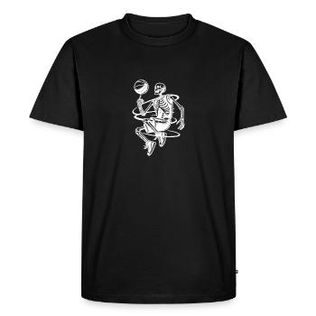 Squelettes d’Halloween jouant au basket - T-shirt Premium bio Homme - noir - Devant - Nico (187cm)