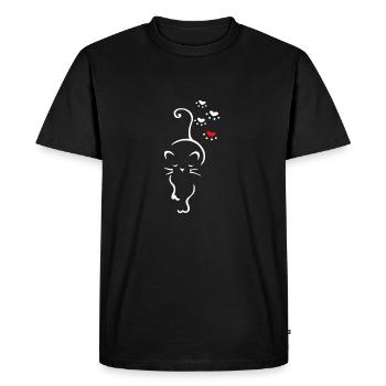 Katzenliebhaber-Shirt - Männer Premium Bio T-Shirt - Schwarz - Vorne - Nico (187cm)