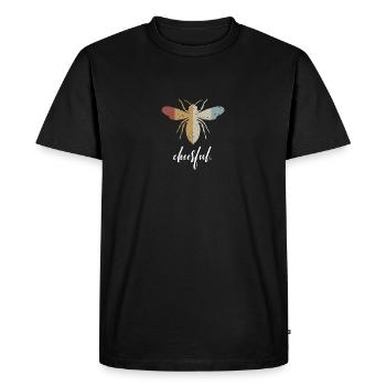 Retro Bee Cheerful Biene Be Cheerful - Men's Premium Organic T-Shirt - black - Front - Nico (187cm)