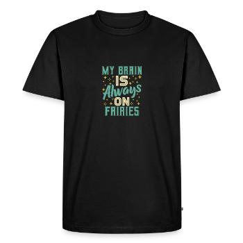 My Brain Is Always On Fairies Fantasy Magic - Men's Premium Organic T-Shirt - black - Front - Nico (187cm)