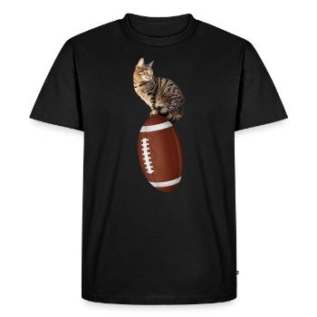 Chat de football américain - T-shirt Premium bio Homme - noir - Devant - Nico (187cm)