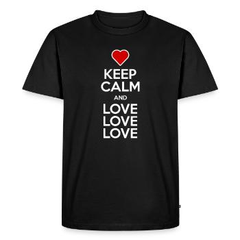 Gardez votre calme et aimez l’amour - T-shirt Premium bio Homme - noir - Devant - Nico (187cm)