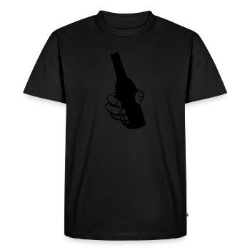 Main avec une bouteille de bière - T-shirt Premium bio Homme - noir - Devant - Nico (187cm)