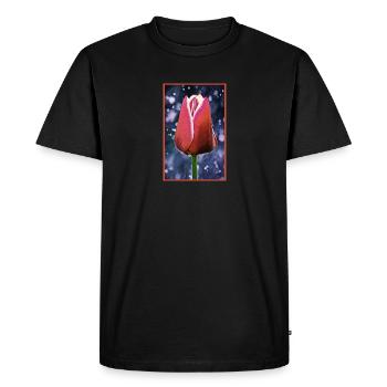 Tulip as a design on the T-shirt - Men's Premium Organic T-Shirt - black - Front - Nico (187cm)